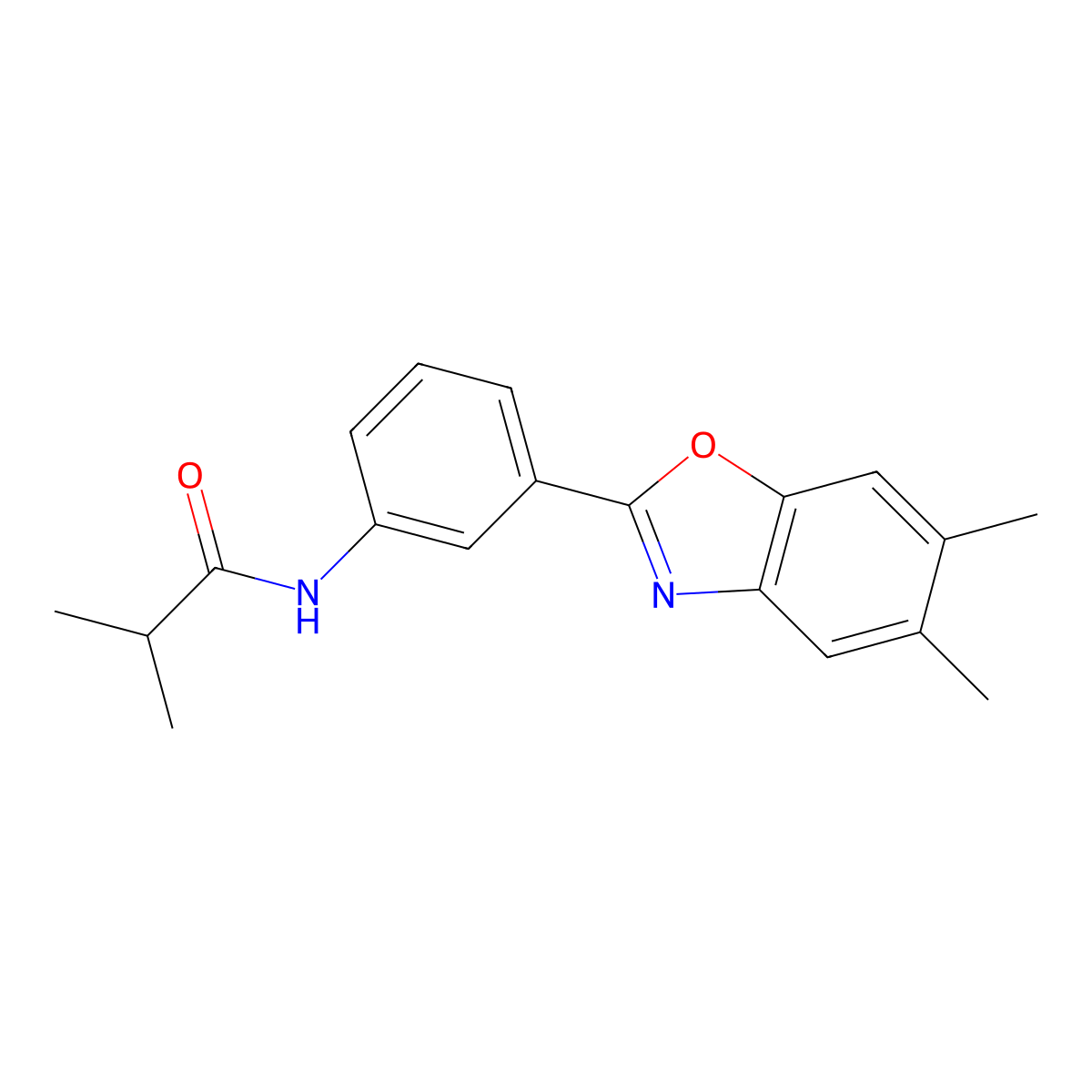 N-[3-(5,6-dimethyl-1,3-benzoxazol-2-yl)phenyl]-2-methylpropanamide molecular structure, CAS 425682-94-6