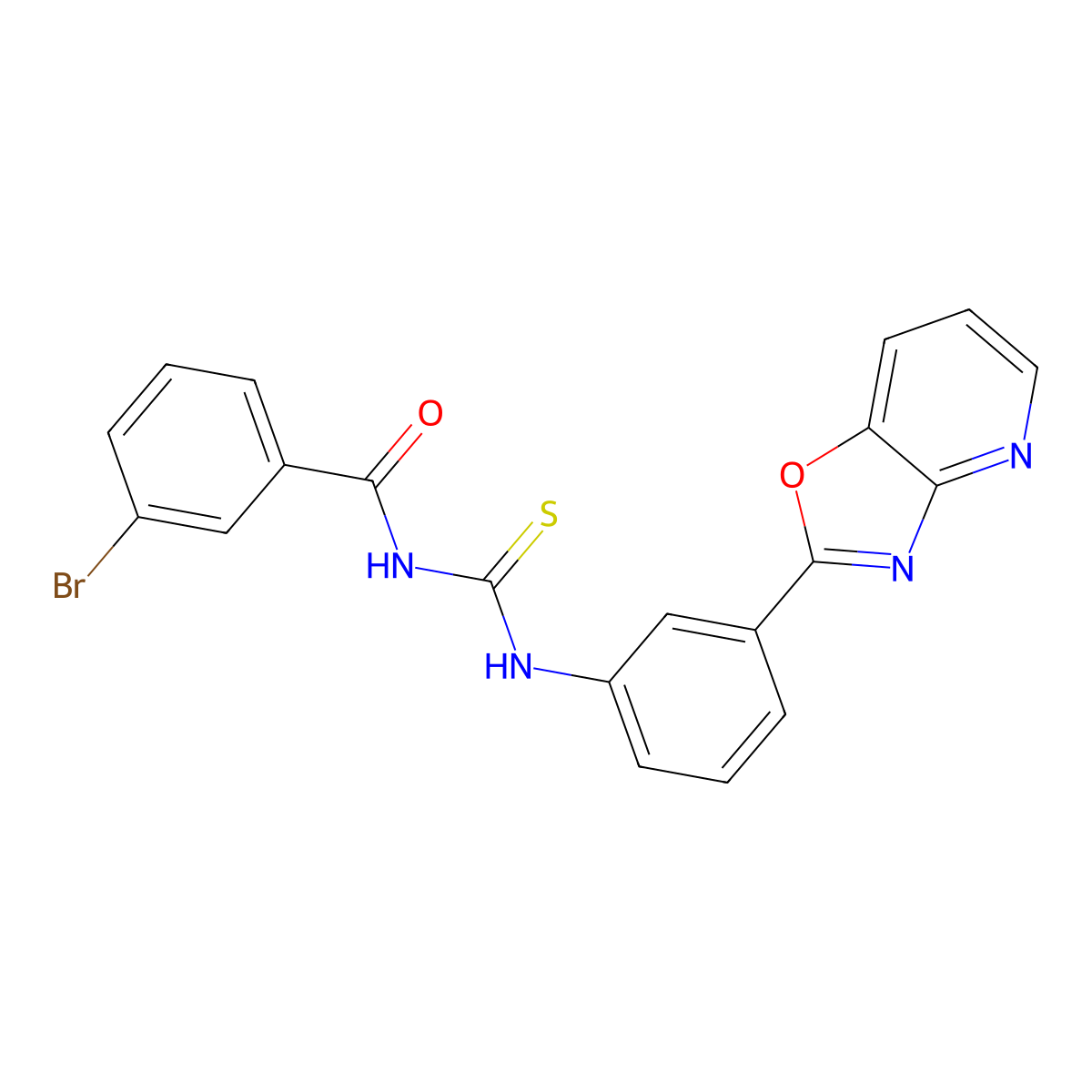 3-bromo-N-[[3-([1,3]oxazolo[4,5-b]pyridin-2-yl)phenyl]carbamothioyl]benzamide molecular structure, CAS 425682-95-7