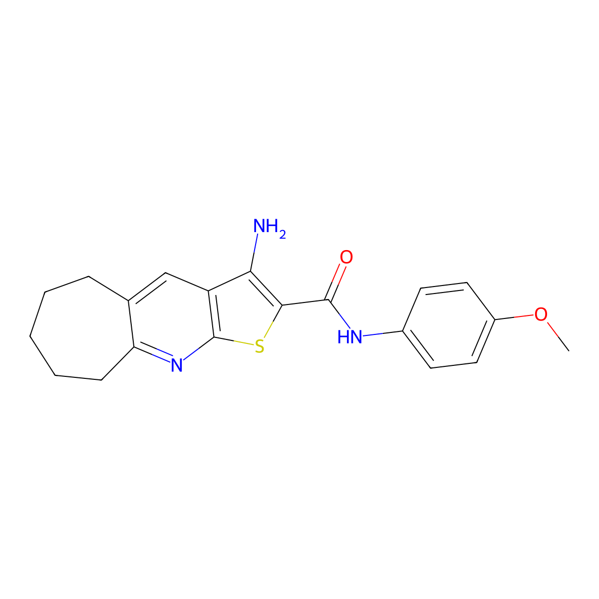 3-Amino-N-(4-methoxyphenyl)-6,7,8,9-tetrahydro-5H-cyclohepta[b]thieno[3,2-e]pyridine-2-carboxamide molecular structure, CAS 425682-99-1