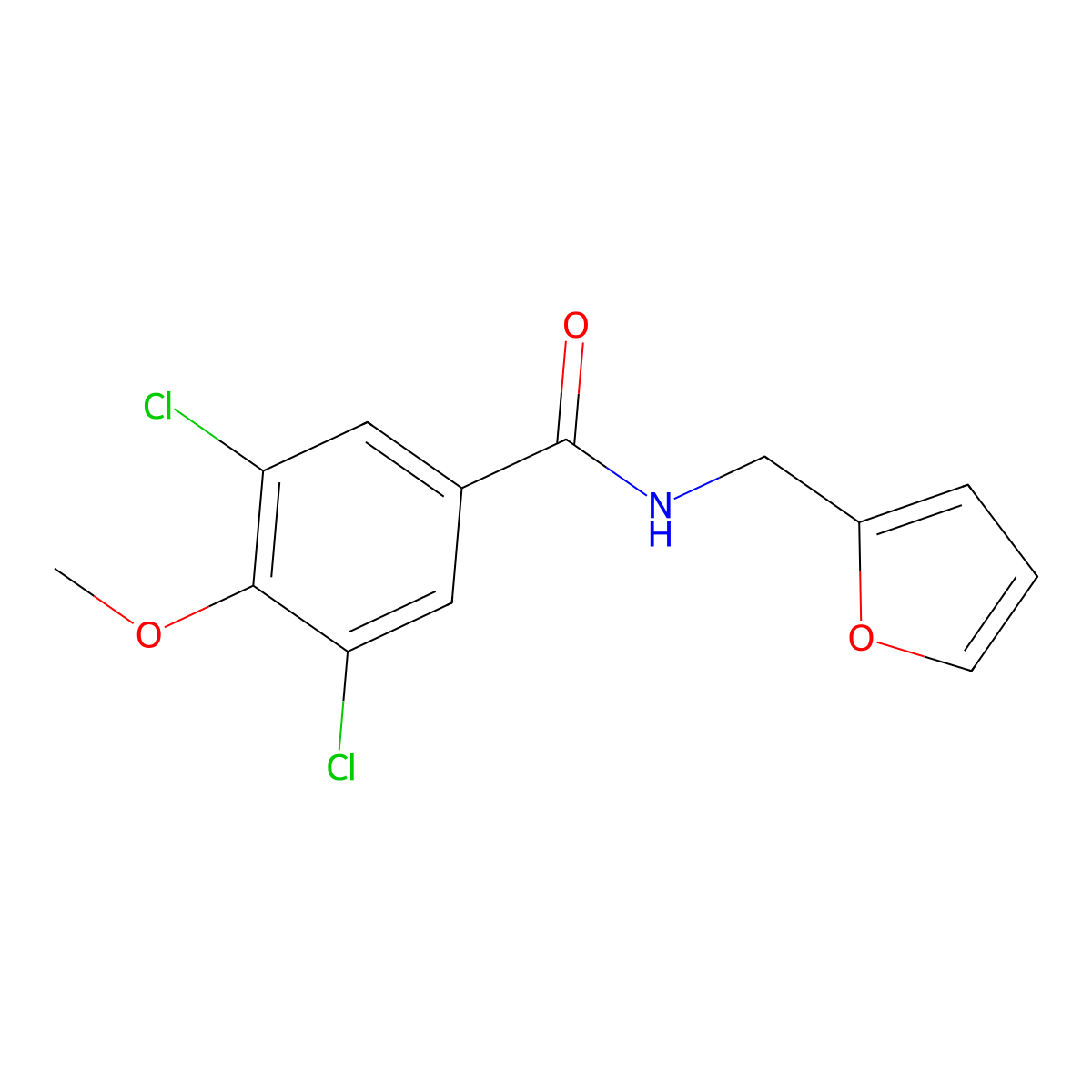 3,5-dichloro-N-(2-furylmethyl)-4-methoxybenzamide molecular structure, CAS 425683-00-7