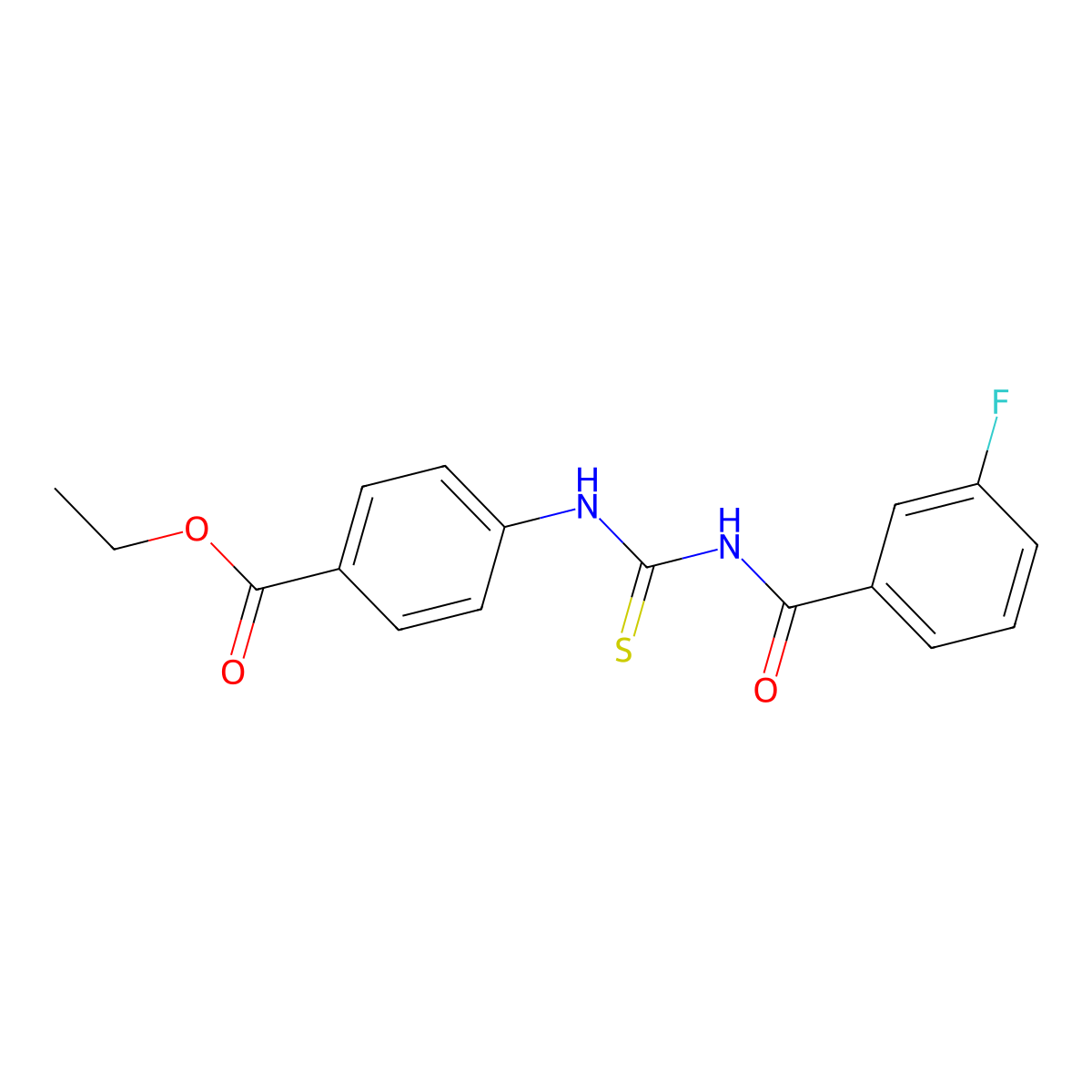 Ethyl 4-({[(3-fluorophenyl)carbonyl]carbamothioyl}amino)benzoate molecular structure, CAS 425683-07-4
