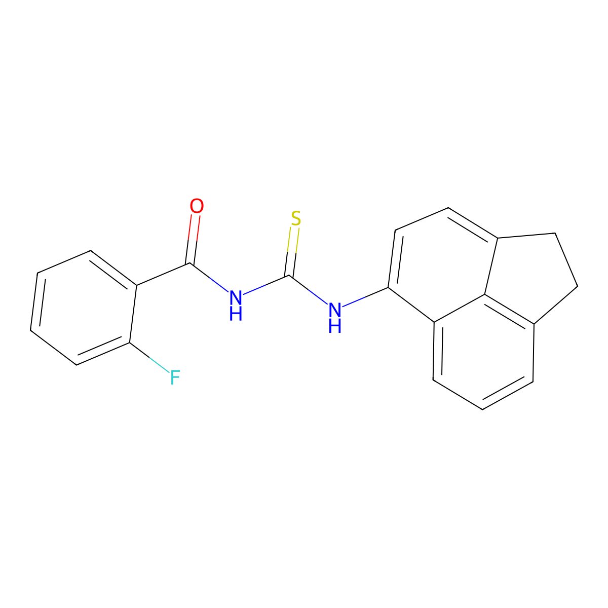 N-(1,2-dihydroacenaphthylen-5-ylcarbamothioyl)-2-fluorobenzamide molecular structure, CAS 425683-08-5
