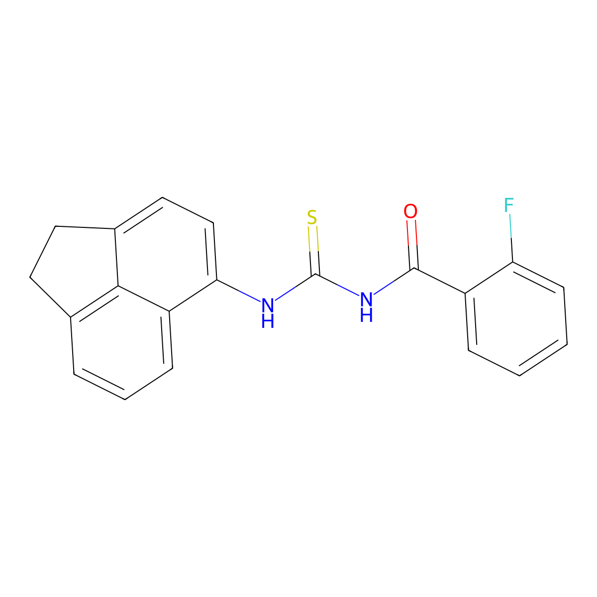 N-(1,2-dihydroacenaphthylen-5-ylcarbamothioyl)-2-fluorobenzamide molecular structure, CAS 425683-08-5