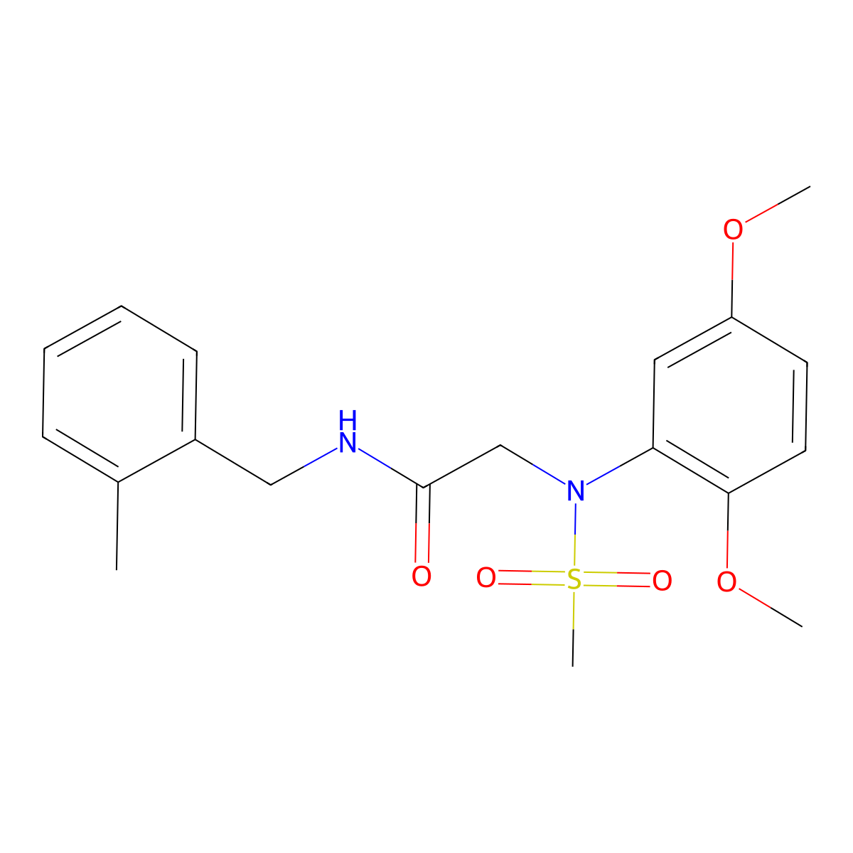 2-(2,5-dimethoxy-N-methylsulfonylanilino)-N-[(2-methylphenyl)methyl]acetamide molecular structure, CAS 425683-10-9