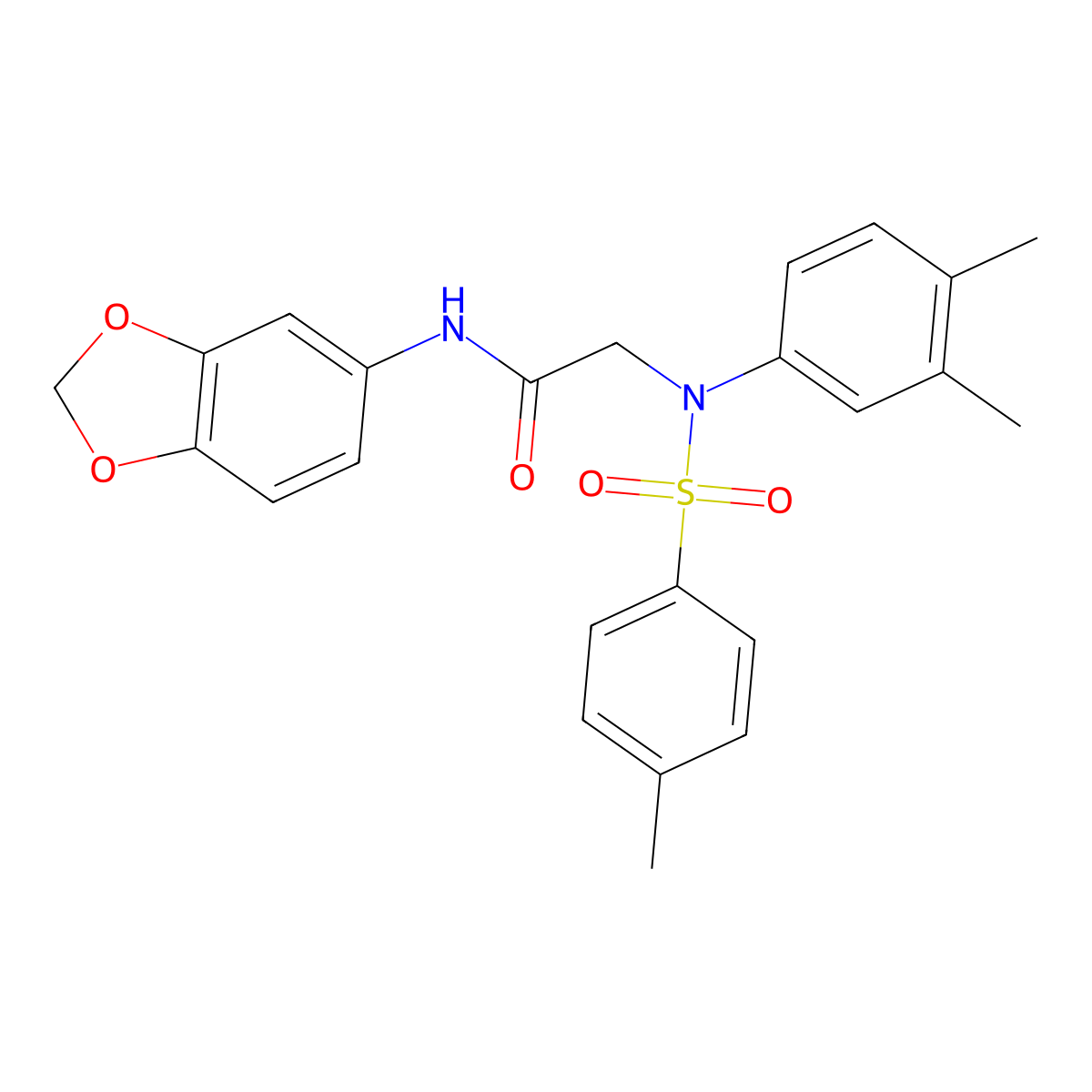 N-(1,3-benzodioxol-5-yl)-2-(3,4-dimethyl-N-(4-methylphenyl)sulfonylanilino)acetamide molecular structure, CAS 425683-11-0