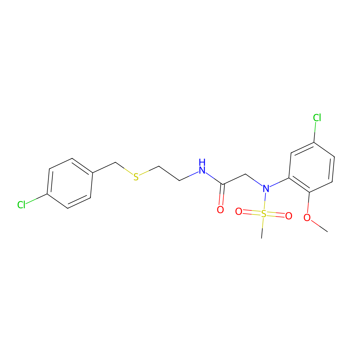 2-(5-chloro-2-methoxy-N-methylsulfonylanilino)-N-[2-[(4-chlorophenyl)methylsulfanyl]ethyl]acetamide molecular structure, CAS 425683-19-8