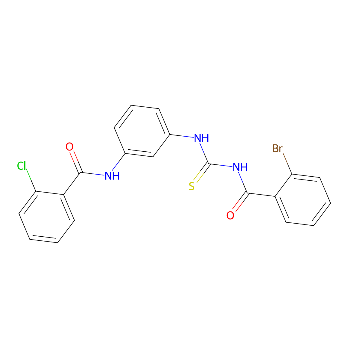 N-[3-[(2-bromobenzoyl)carbamothioylamino]phenyl]-2-chlorobenzamide molecular structure, CAS 425683-23-4
