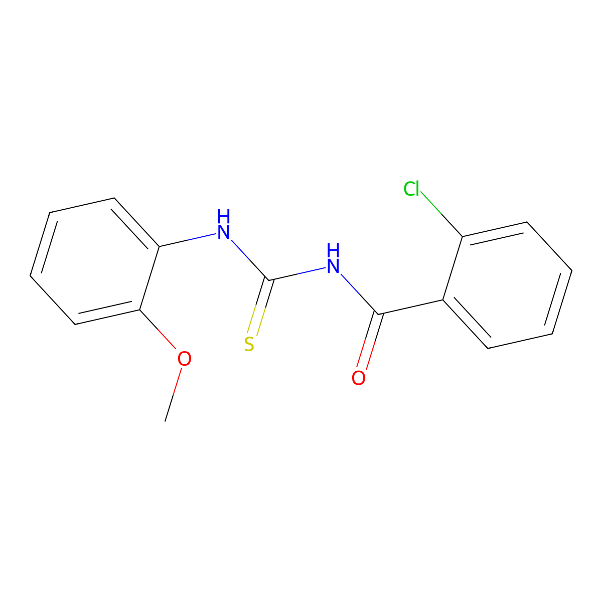 2-chloro-N-[(2-methoxyphenyl)carbamothioyl]benzamide molecular structure, CAS 425683-48-3