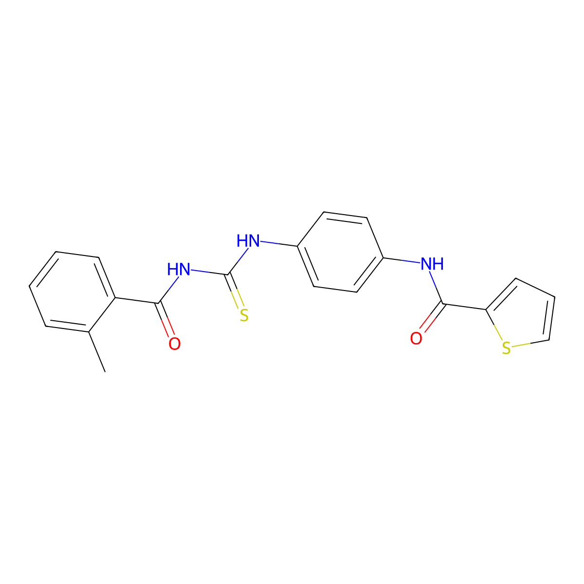 N-[4-[(2-methylbenzoyl)carbamothioylamino]phenyl]thiophene-2-carboxamide molecular structure, CAS 425683-50-7