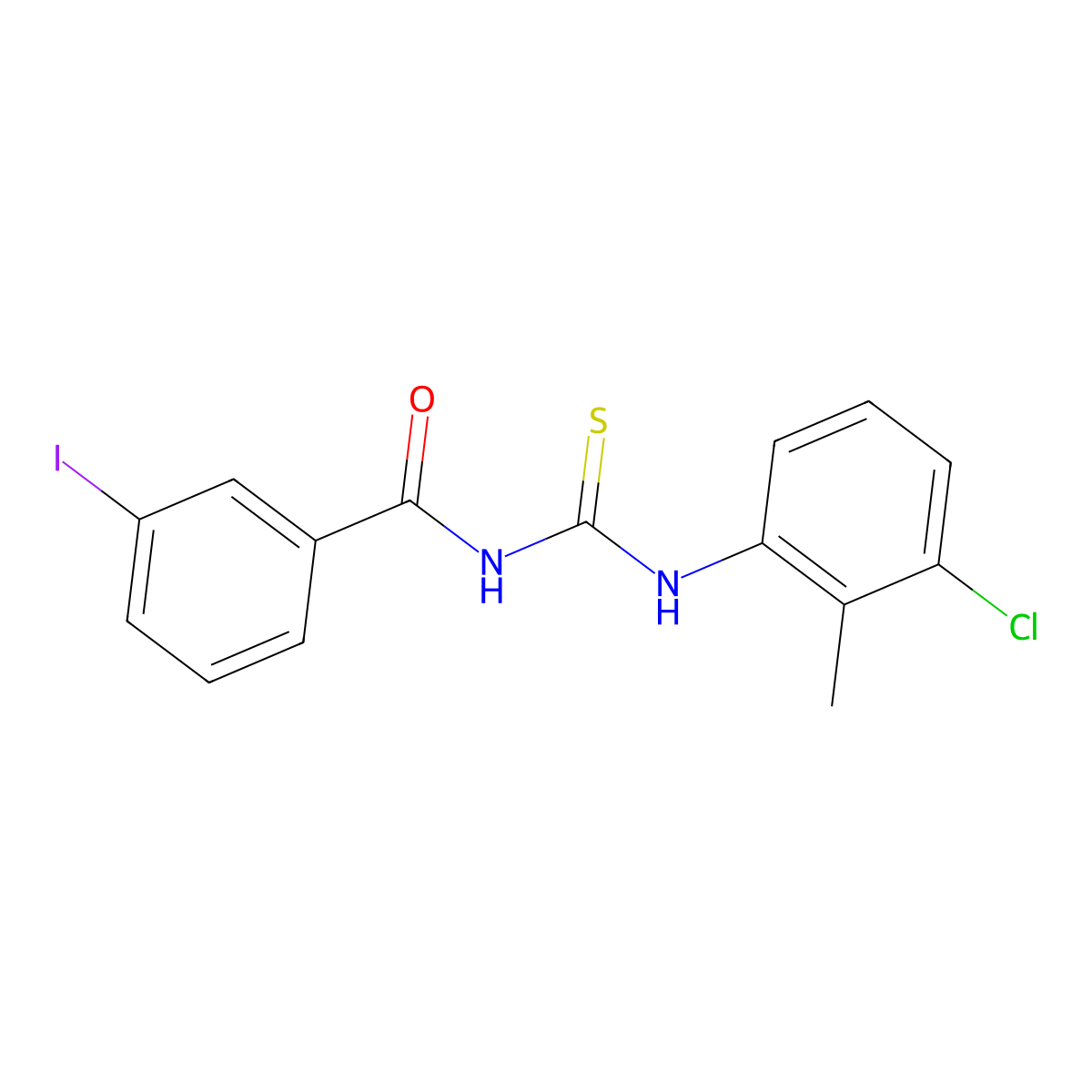 N-[(3-chloro-2-methylphenyl)carbamothioyl]-3-iodobenzamide molecular structure, CAS 425683-52-9