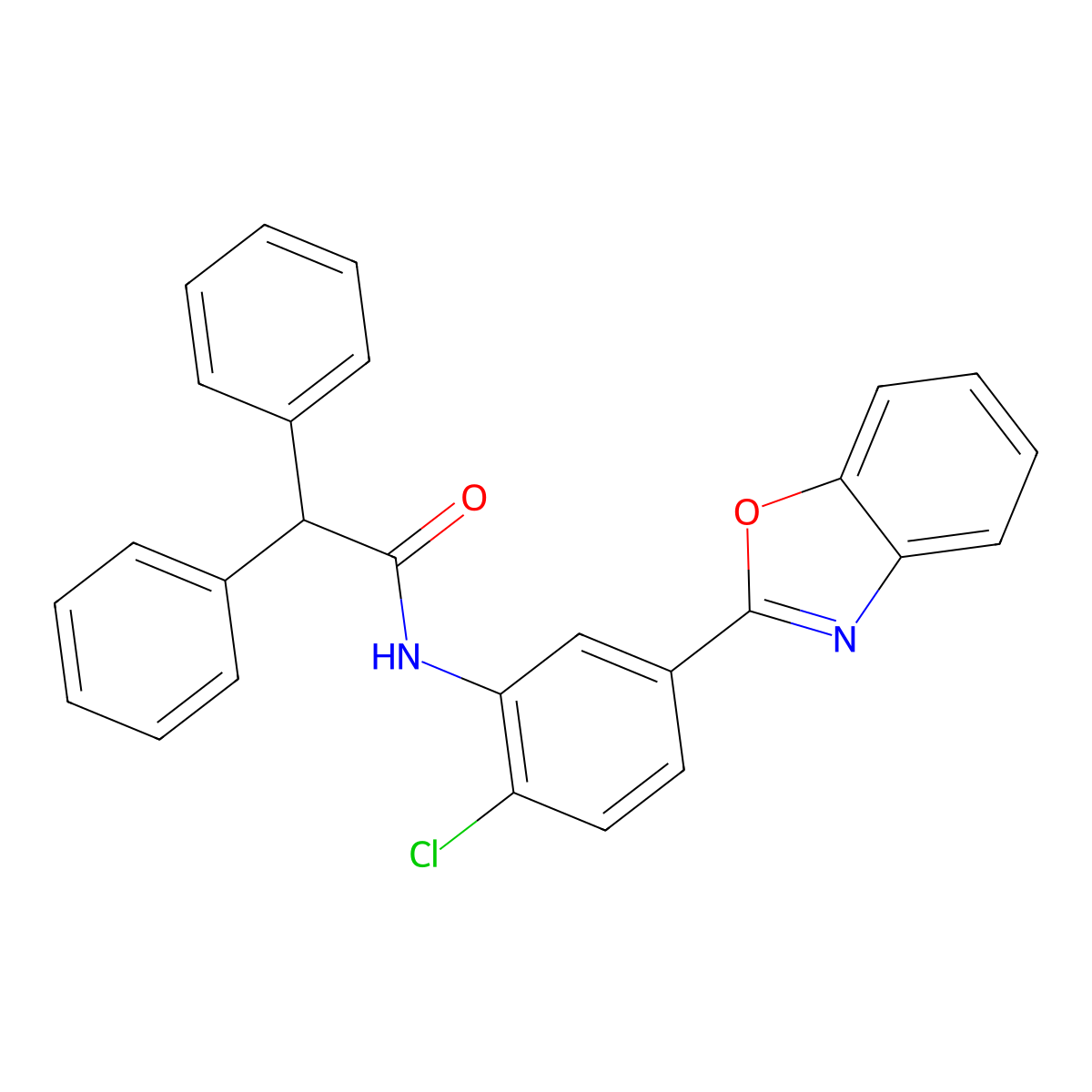 N-[5-(1,3-benzoxazol-2-yl)-2-chlorophenyl]-2,2-diphenylacetamide molecular structure, CAS 425683-64-3