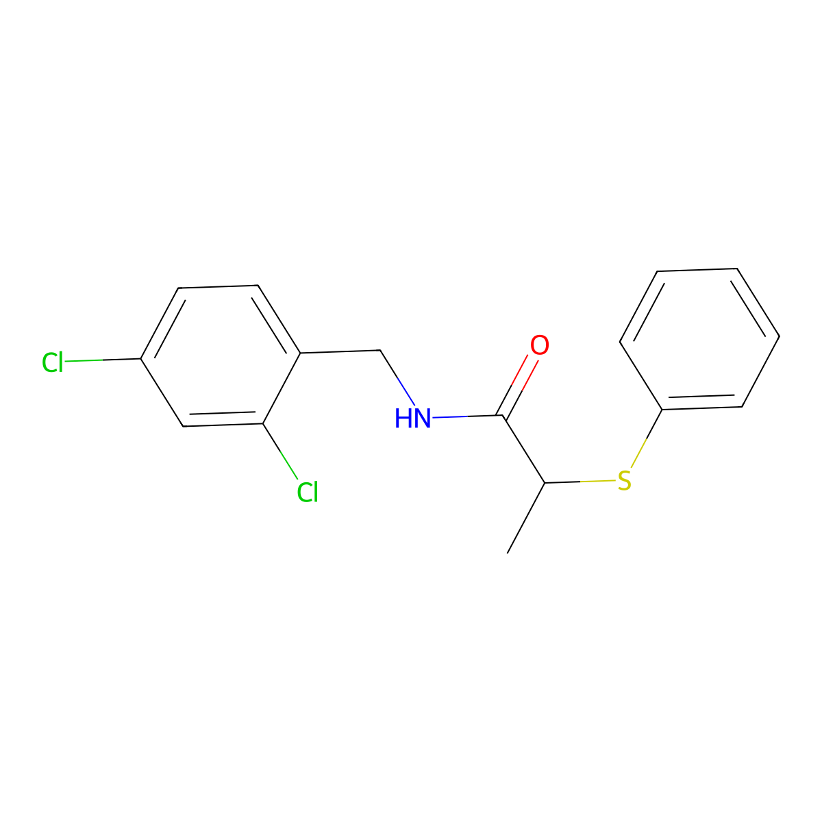 N-(2,4-dichlorobenzyl)-2-(phenylsulfanyl)propanamide molecular structure, CAS 425683-97-2