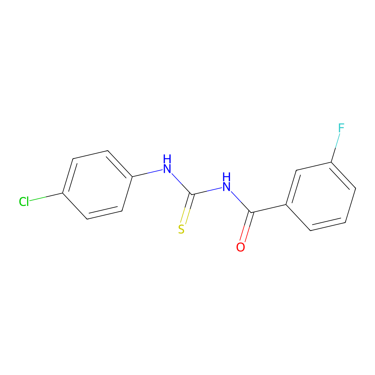N-[(4-chlorophenyl)carbamothioyl]-3-fluorobenzamide molecular structure, CAS 425683-98-3