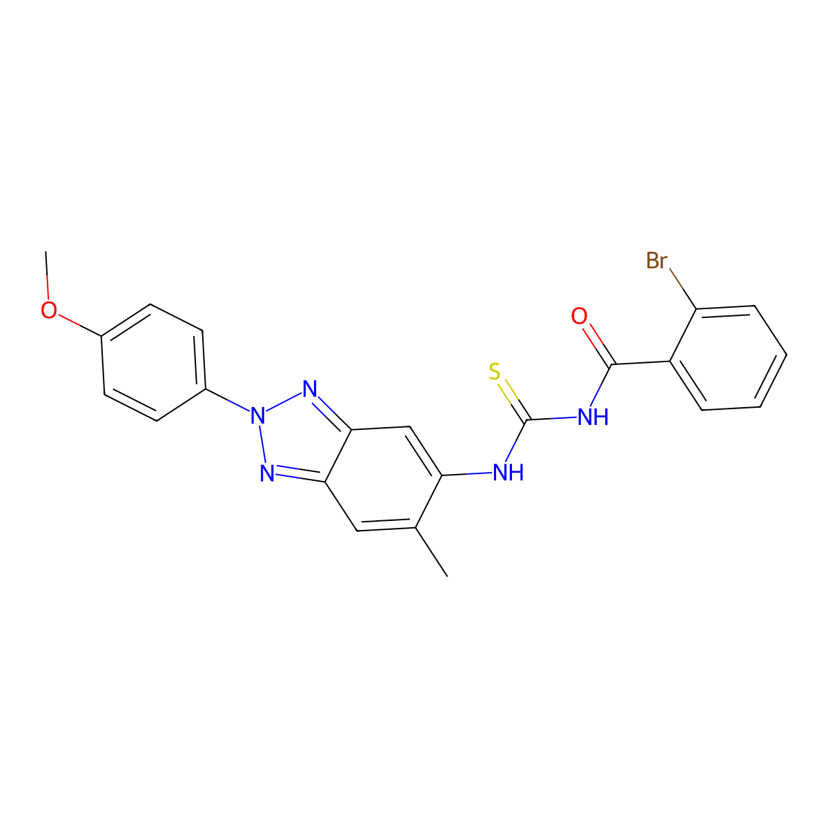 2-bromo-N-[[2-(4-methoxyphenyl)-6-methylbenzotriazol-5-yl]carbamothioyl]benzamide molecular structure, CAS 425684-22-6