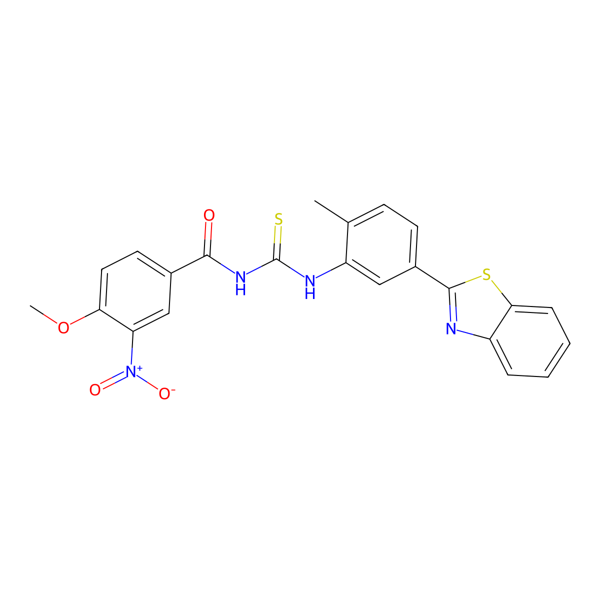 N-[[5-(1,3-benzothiazol-2-yl)-2-methylphenyl]carbamothioyl]-4-methoxy-3-nitrobenzamide molecular structure, CAS 425684-29-3