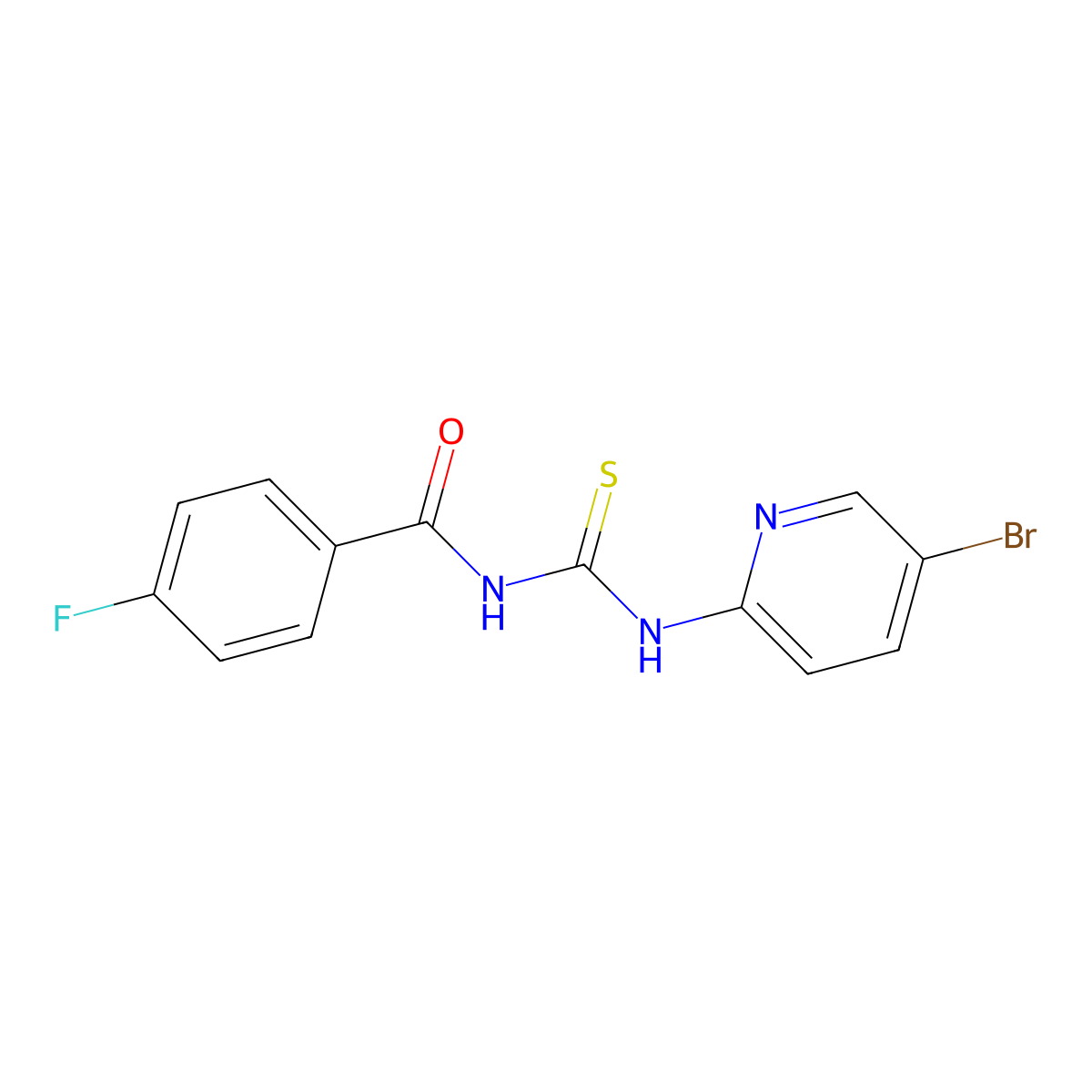 N-[(5-bromopyridin-2-yl)carbamothioyl]-4-fluorobenzamide molecular structure, CAS 425684-33-9