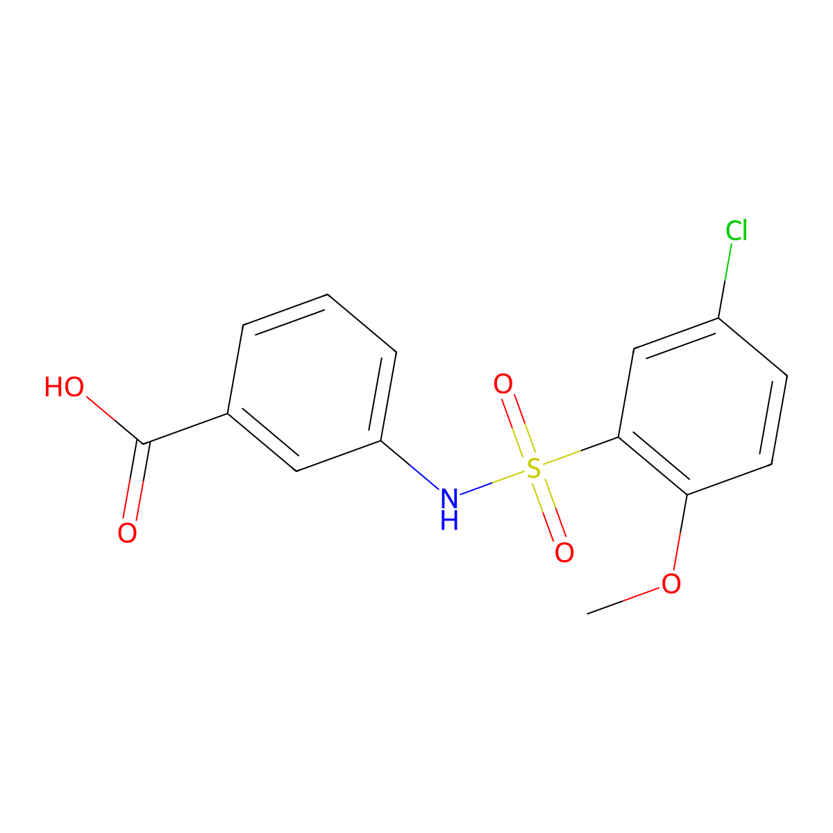 3-(5-Chloro-2-methoxybenzenesulfonamido)benzoic acid molecular structure, CAS 425684-38-4