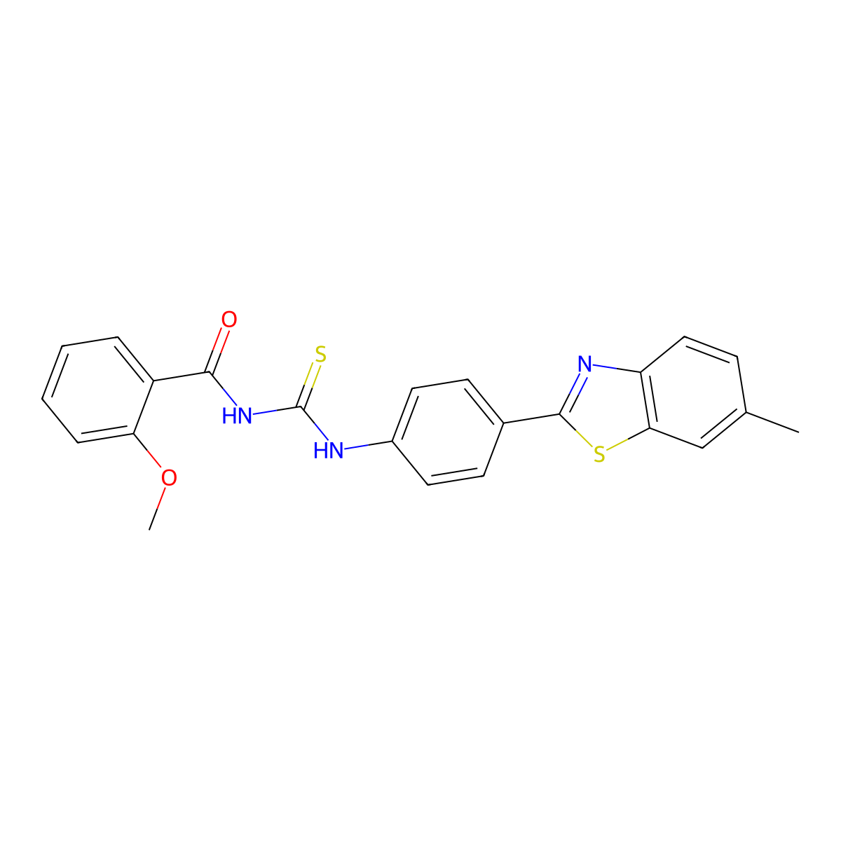 2-methoxy-N-[[4-(6-methyl-1,3-benzothiazol-2-yl)phenyl]carbamothioyl]benzamide molecular structure, CAS 425684-41-9