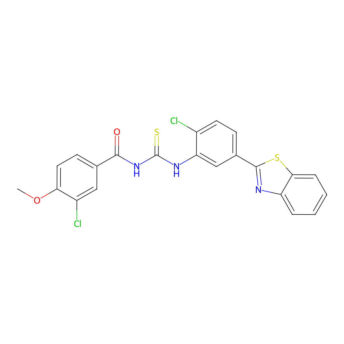 N-[[5-(1,3-benzothiazol-2-yl)-2-chlorophenyl]carbamothioyl]-3-chloro-4-methoxybenzamide molecular structure, CAS 425684-43-1