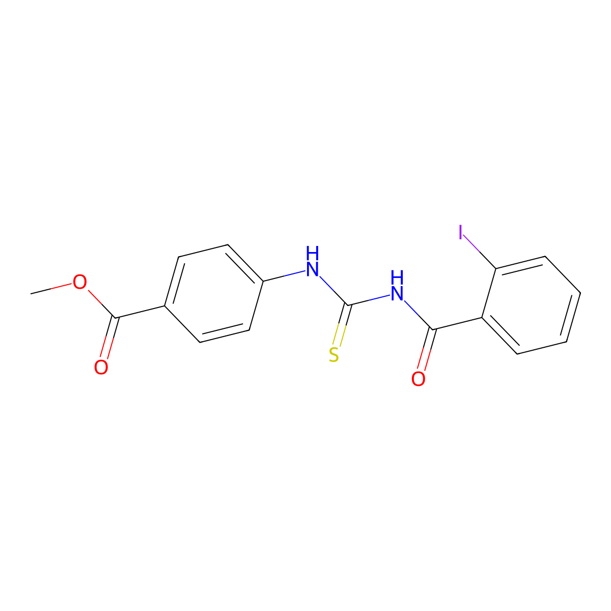 Methyl 4-({[(2-iodophenyl)carbonyl]carbamothioyl}amino)benzoate molecular structure, CAS 425684-62-4
