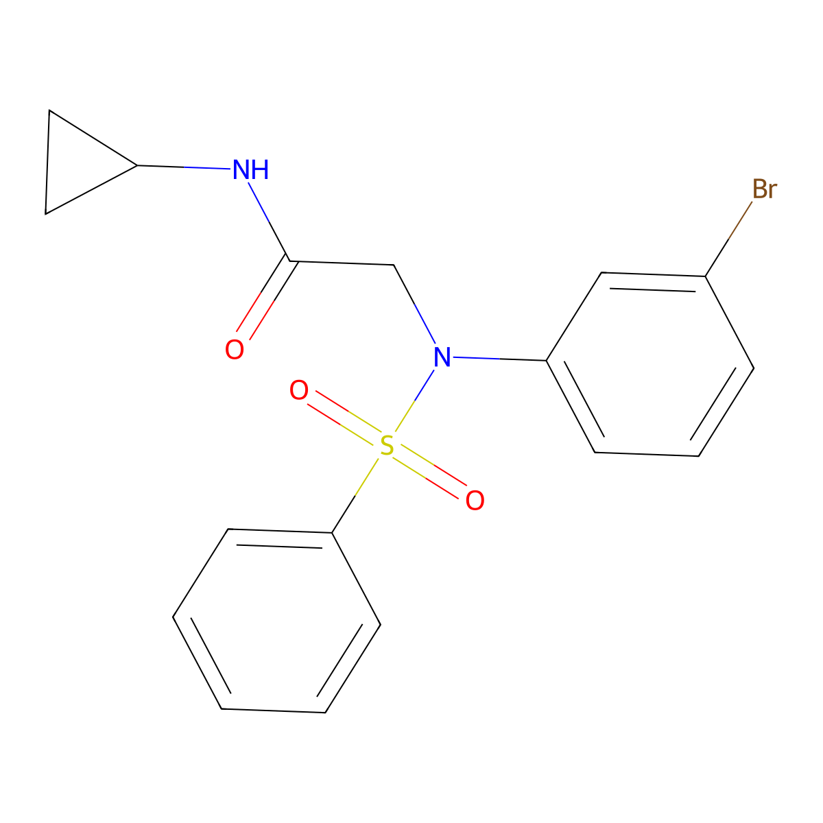 2-[3-bromo(phenylsulfonyl)anilino]-N-cyclopropylacetamide molecular structure, CAS 425684-63-5