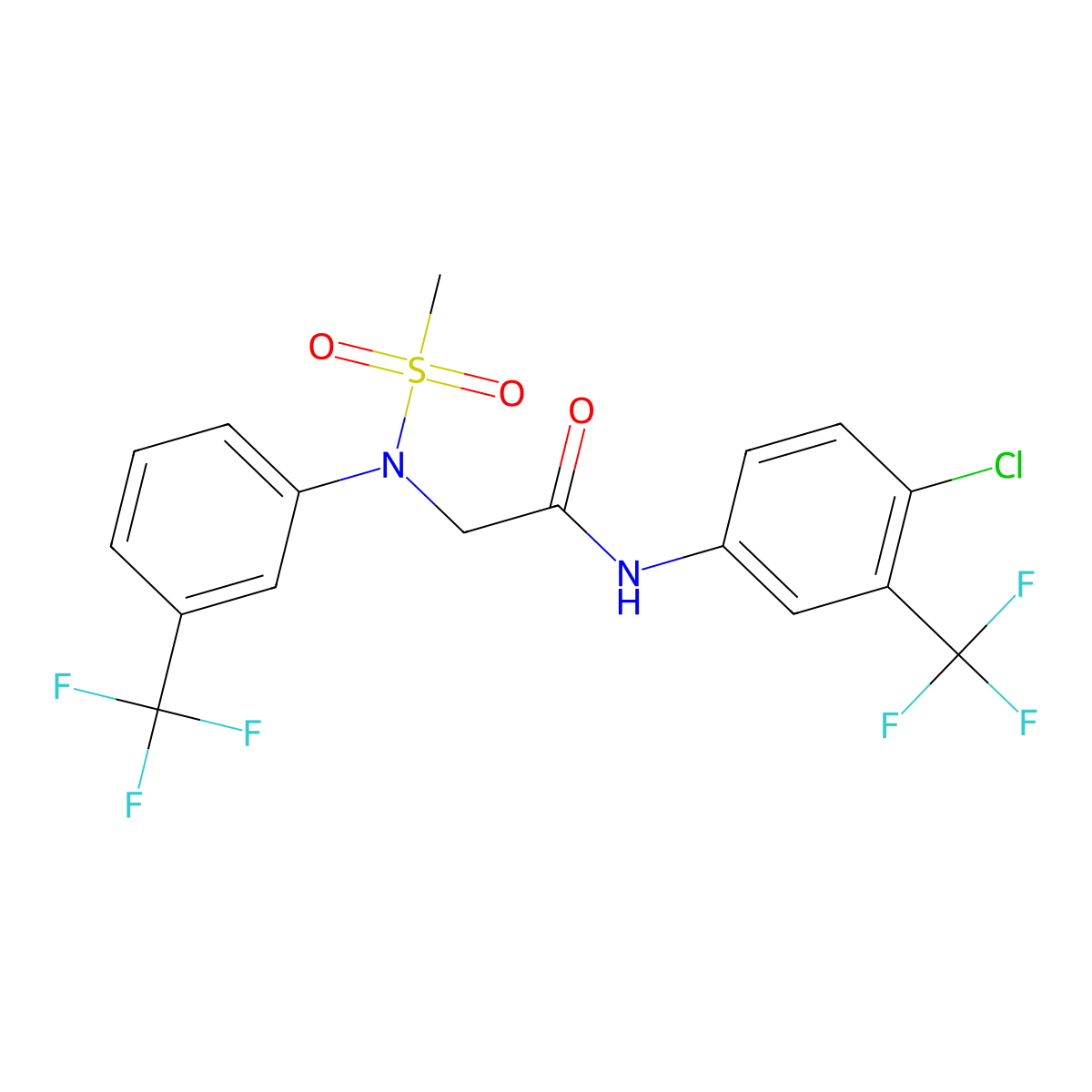 N-[4-chloro-3-(trifluoromethyl)phenyl]-2-[N-methylsulfonyl-3-(trifluoromethyl)anilino]acetamide molecular structure, CAS 425684-78-2