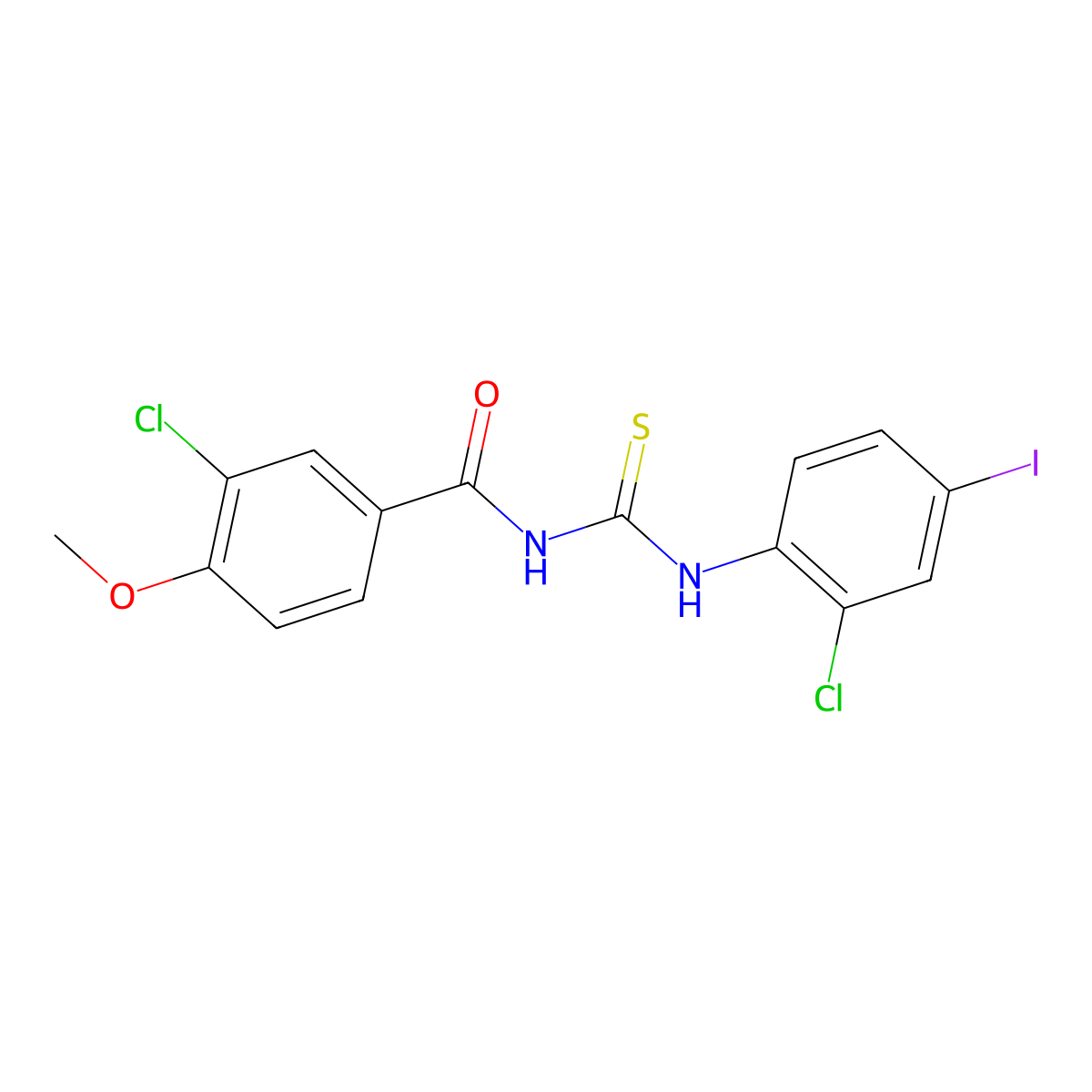 3-chloro-N-[(2-chloro-4-iodophenyl)carbamothioyl]-4-methoxybenzamide molecular structure, CAS 425684-85-1