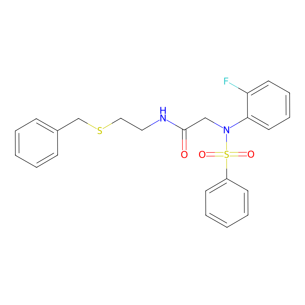 2-[N-(benzenesulfonyl)-2-fluoroanilino]-N-(2-benzylsulfanylethyl)acetamide molecular structure, CAS 425685-05-8