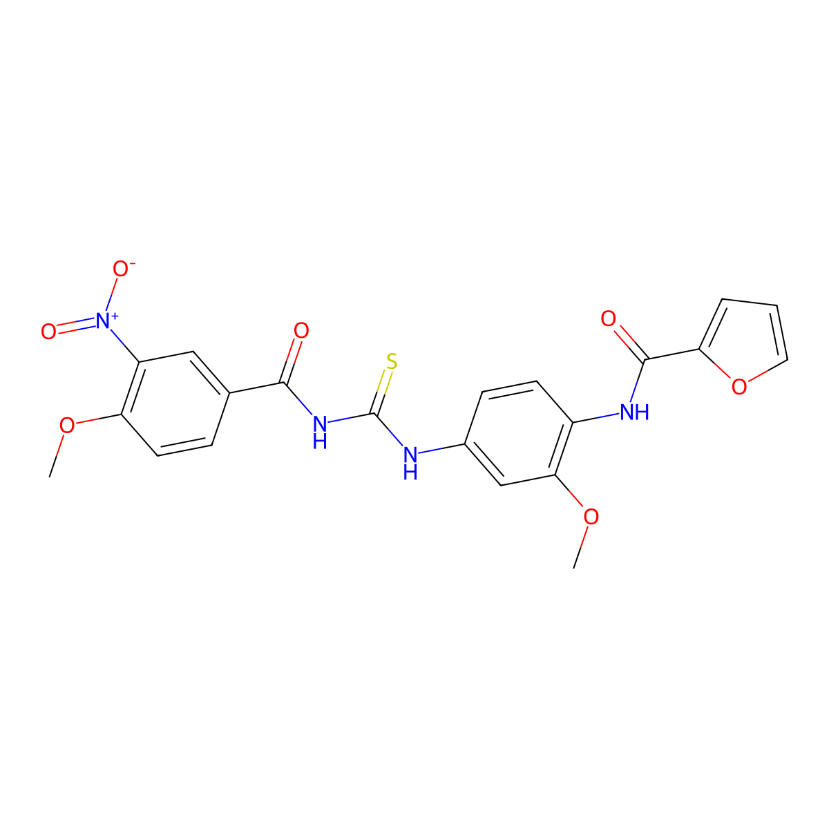 N-[2-methoxy-4-[(4-methoxy-3-nitrobenzoyl)carbamothioylamino]phenyl]furan-2-carboxamide molecular structure, CAS 425685-09-2