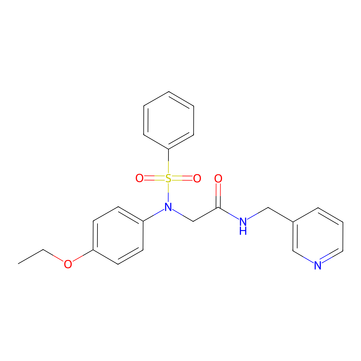 2-[(4-ethoxyphenyl)(phenylsulfonyl)amino]-N-(3-pyridylmethyl)acetamide molecular structure, CAS 425685-12-7