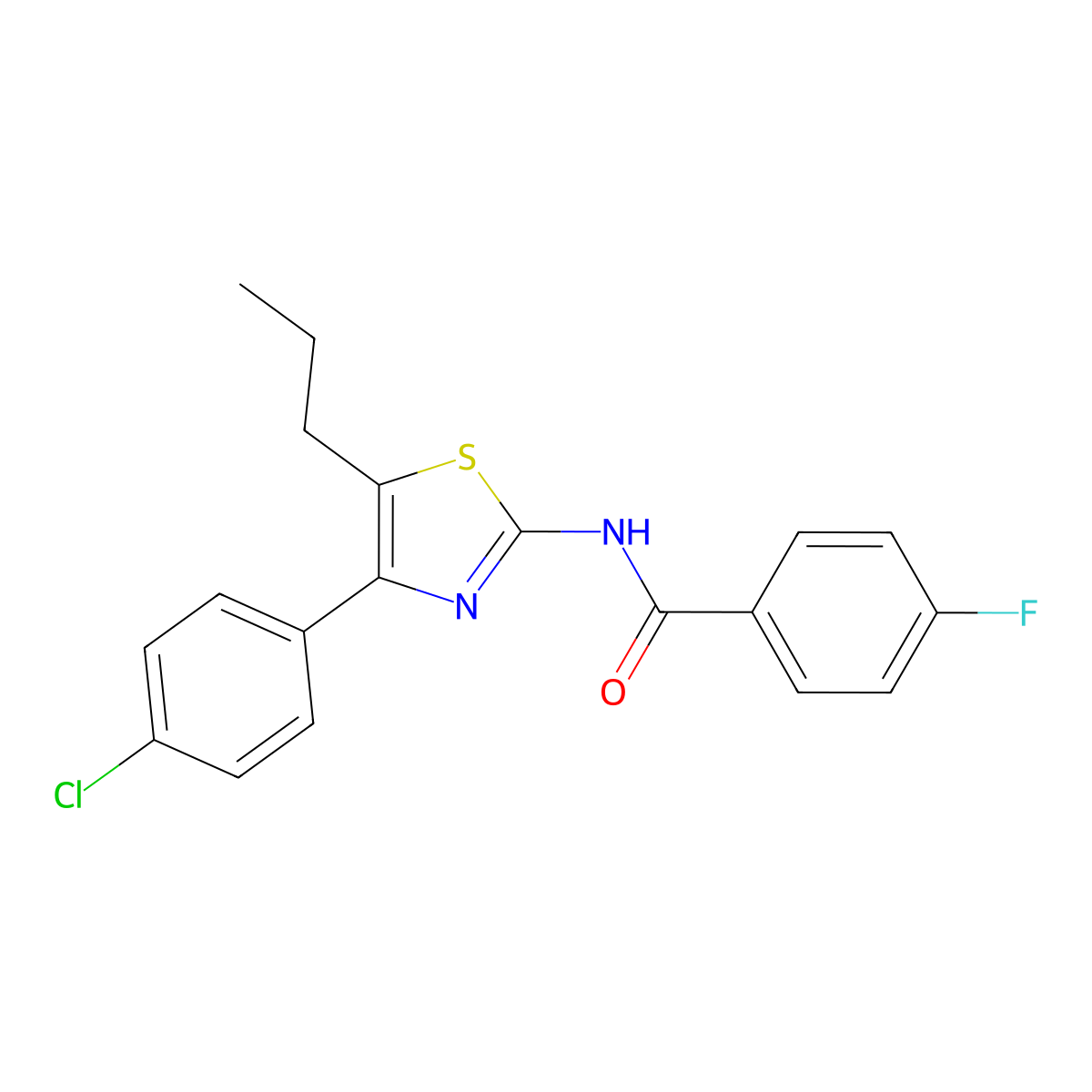 N-[4-(4-chlorophenyl)-5-propyl-1,3-thiazol-2-yl]-4-fluorobenzamide molecular structure, CAS 425685-15-0