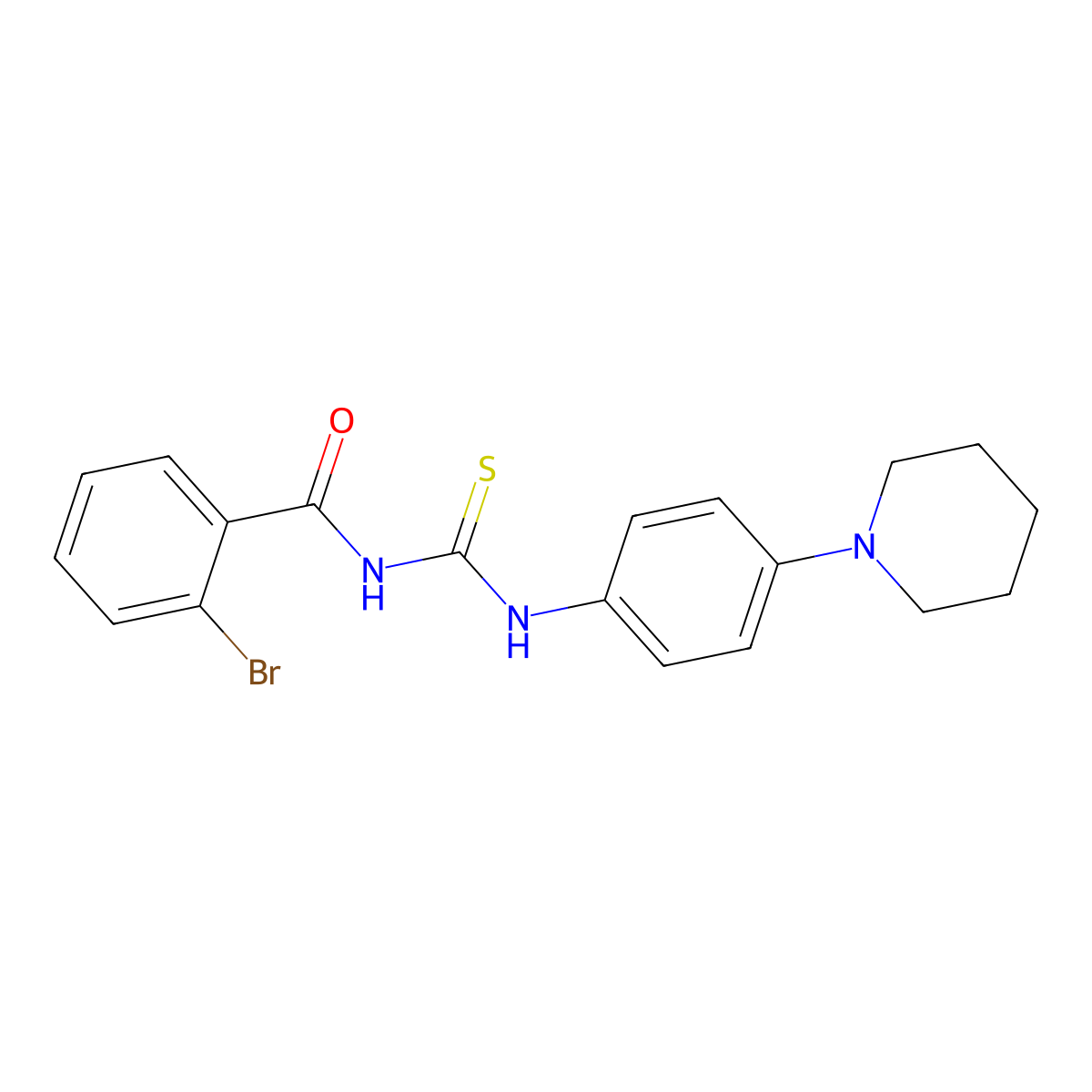 2-bromo-N-[(4-piperidin-1-ylphenyl)carbamothioyl]benzamide molecular structure, CAS 425685-17-2