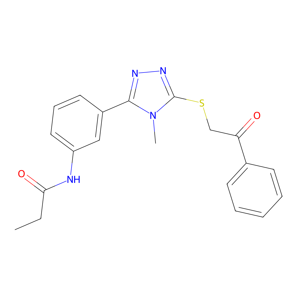 N-[3-(4-methyl-5-phenacylsulfanyl-1,2,4-triazol-3-yl)phenyl]propanamide molecular structure, CAS 425685-20-7