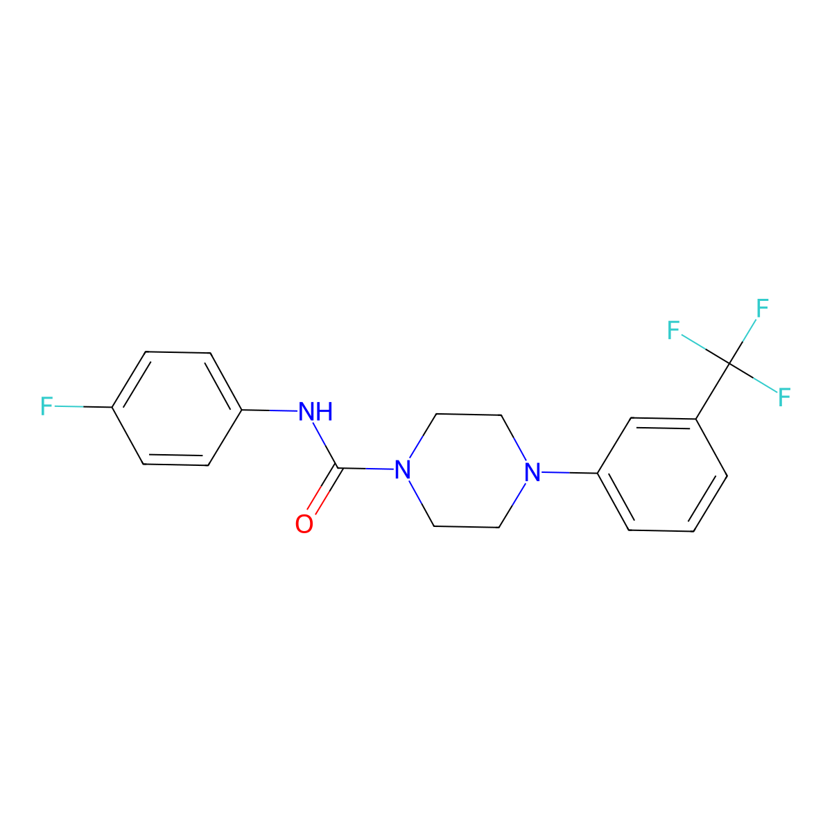N-(4-fluorophenyl)-4-[3-(trifluoromethyl)phenyl]piperazine-1-carboxamide molecular structure, CAS 425685-50-3