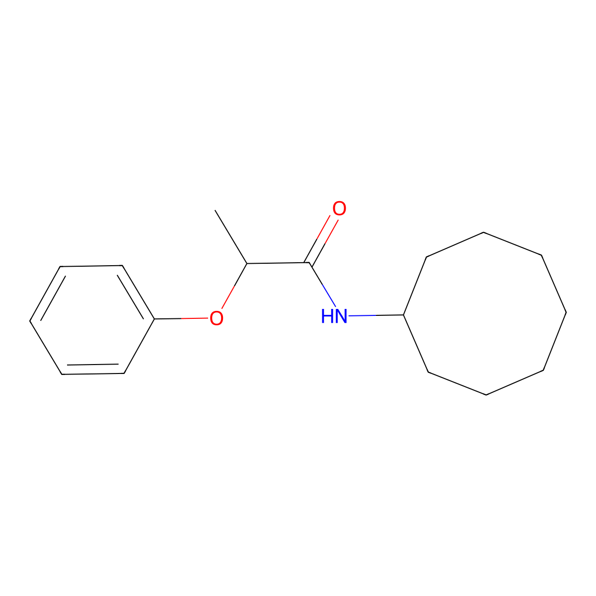 N-cyclooctyl-2-phenoxypropanamide molecular structure, CAS 425685-67-2
