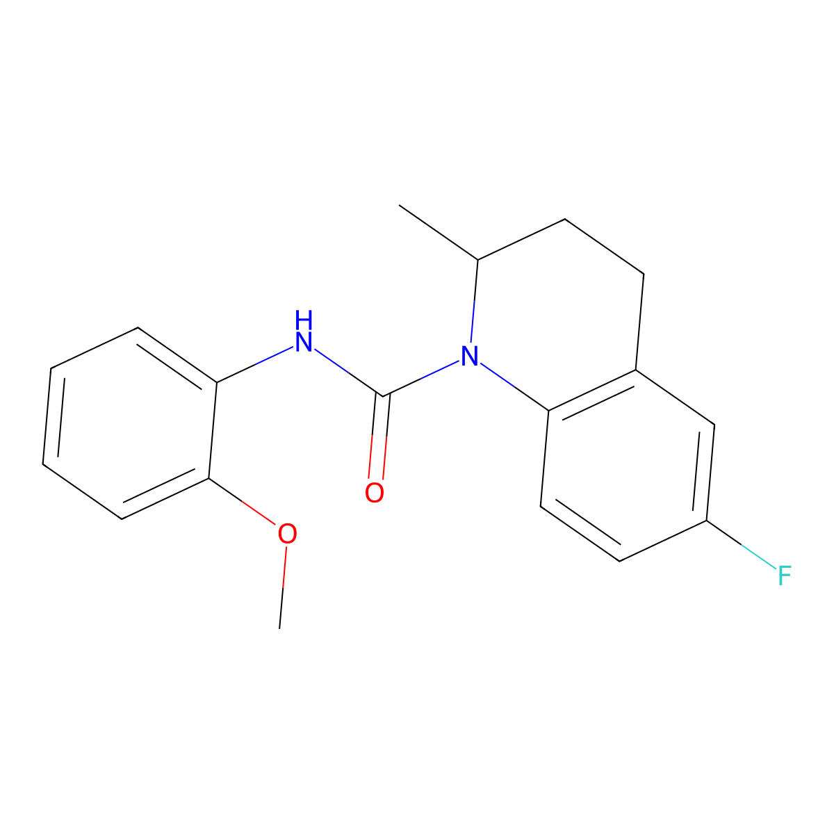 6-fluoro-N-(2-methoxyphenyl)-2-methyl-3,4-dihydroquinoline-1(2H)-carboxamide molecular structure, CAS 425685-73-0