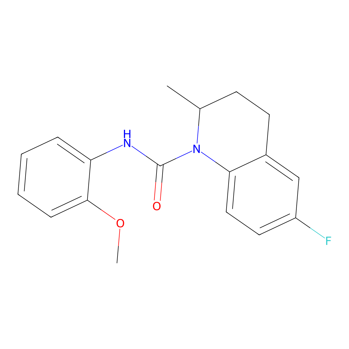6-fluoro-N-(2-methoxyphenyl)-2-methyl-3,4-dihydroquinoline-1(2H)-carboxamide molecular structure, CAS 425685-73-0