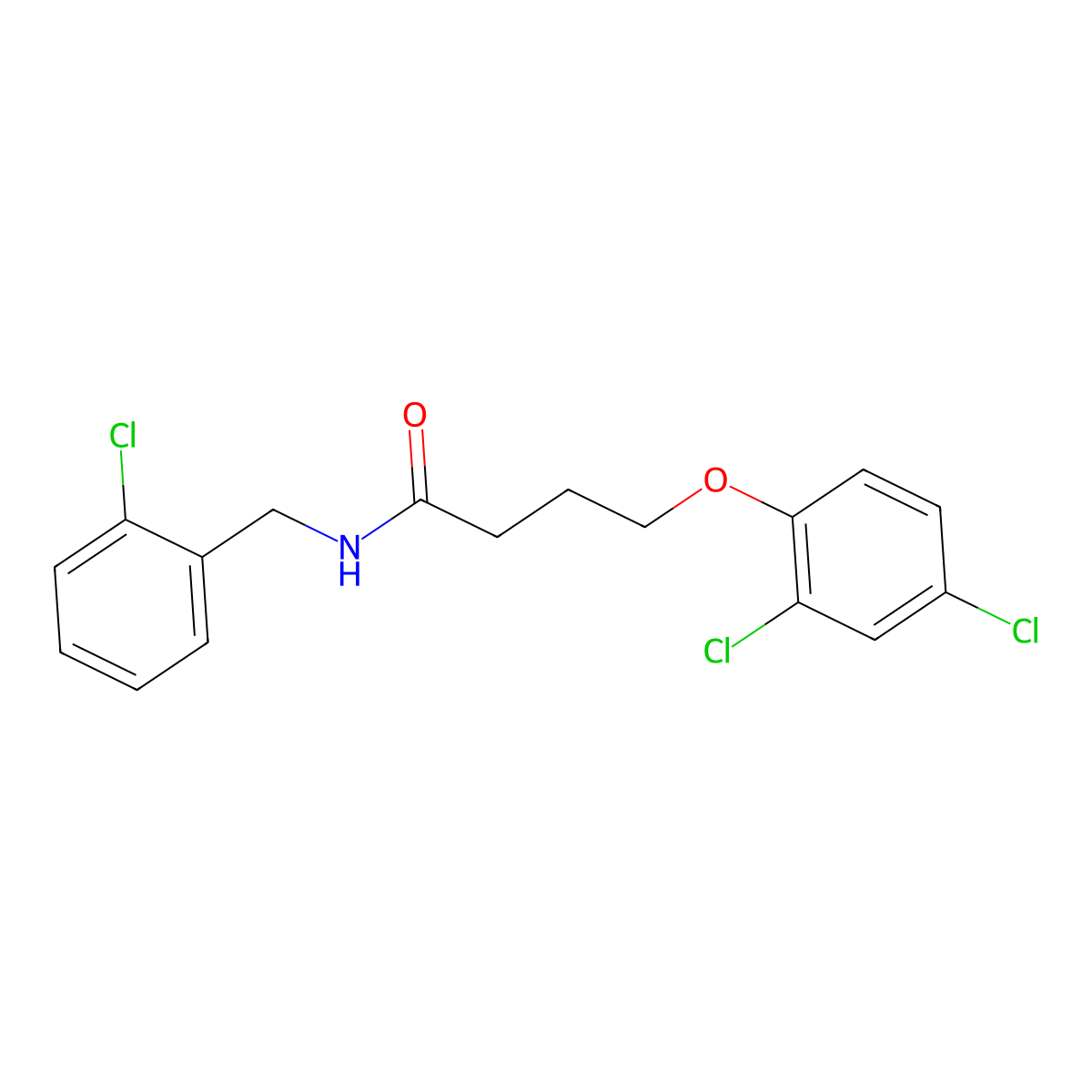 N-[(2-chlorophenyl)methyl]-4-(2,4-dichlorophenoxy)butanamide molecular structure, CAS 425685-88-7