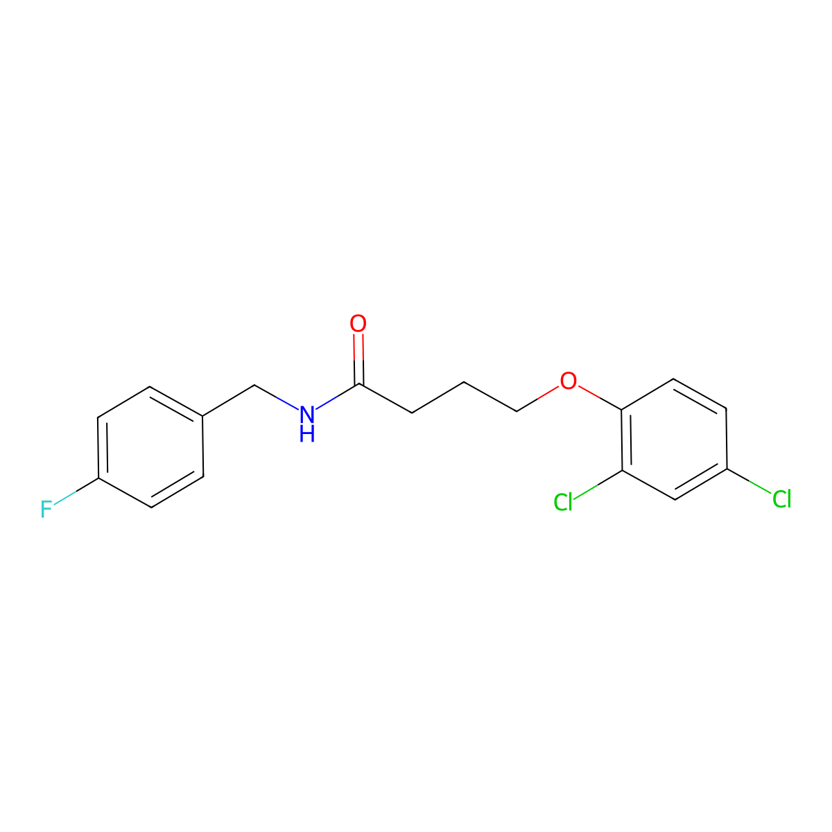 4-(2,4-dichlorophenoxy)-N-(4-fluorobenzyl)butanamide molecular structure, CAS 425685-92-3