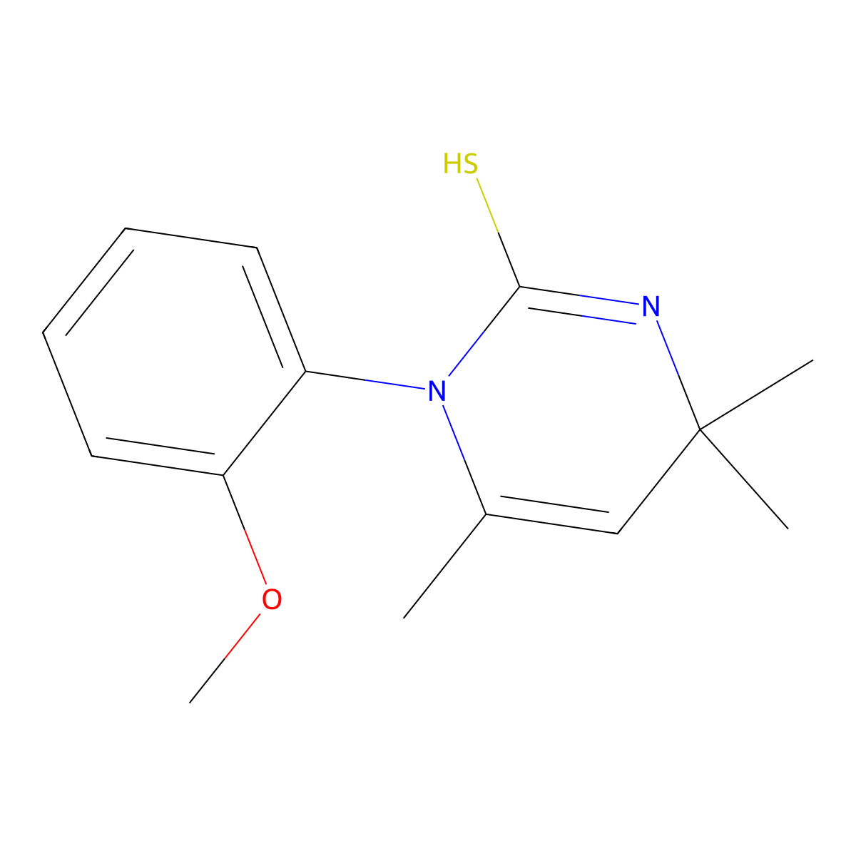 1-(2-Methoxyphenyl)-4,4,6-trimethyl-1,4-dihydropyrimidine-2-thiol molecular structure, CAS 42569-89-1