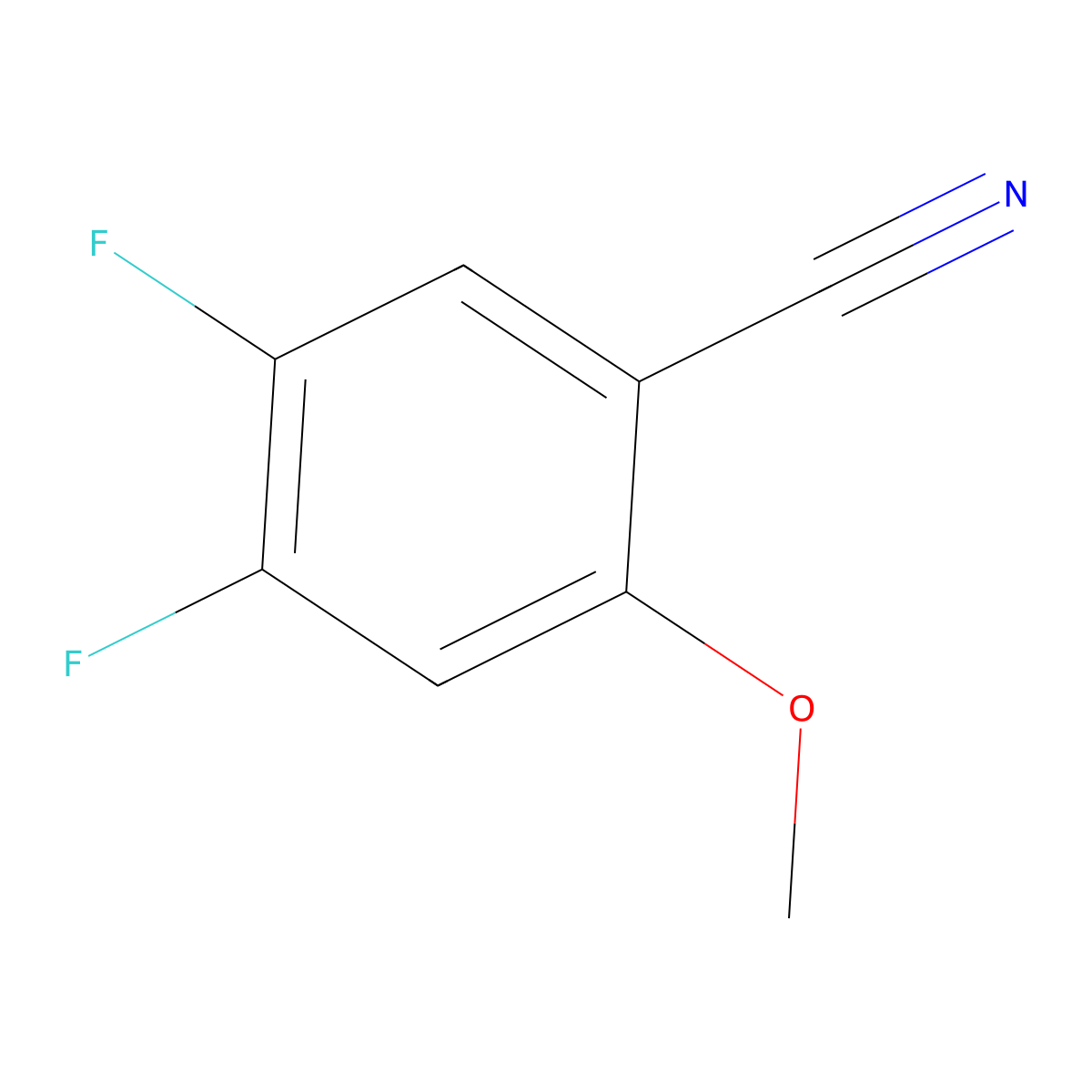 4,5-Difluoro-2-methoxybenzonitrile molecular structure, CAS 425702-28-9