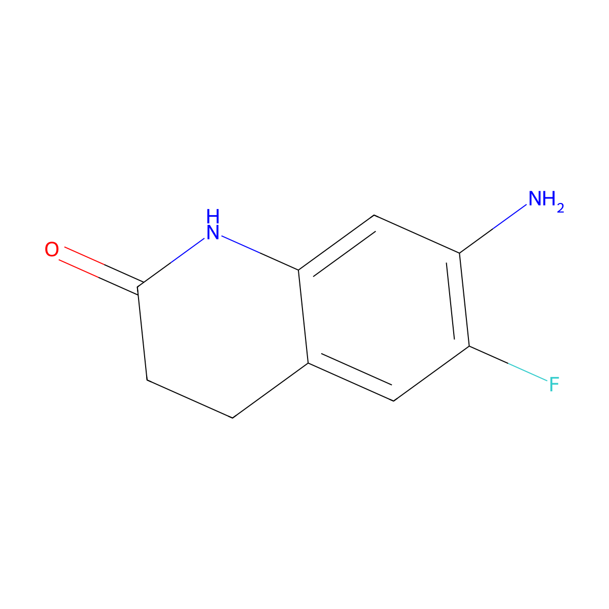 7-Amino-6-fluoro-1,2,3,4-tetrahydroquinolin-2-one molecular structure, CAS 425704-63-8