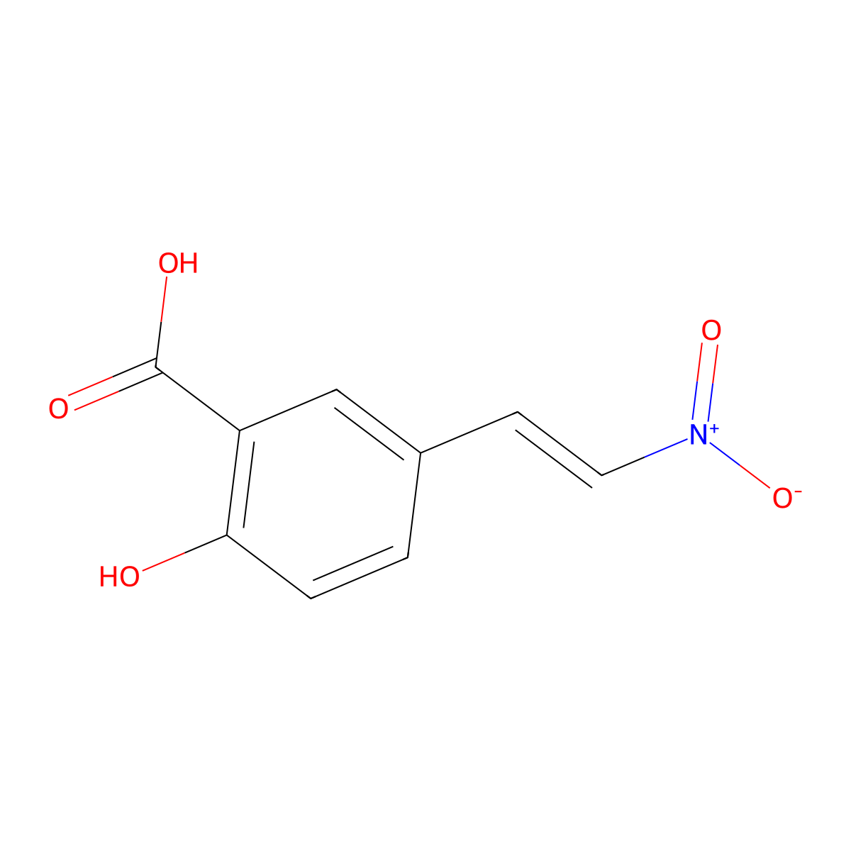 Benzoic acid, 2-hydroxy-5-(2-nitroethenyl)- molecular structure, CAS 42571-07-3