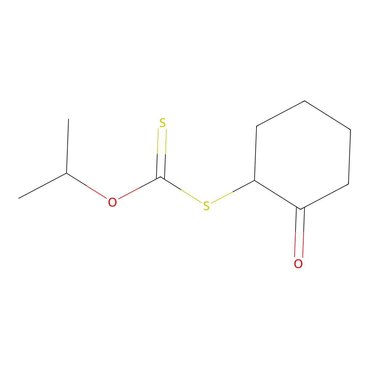 O-propan-2-yl (2-oxocyclohexyl)sulfanylmethanethioate molecular structure, CAS 42574-00-5