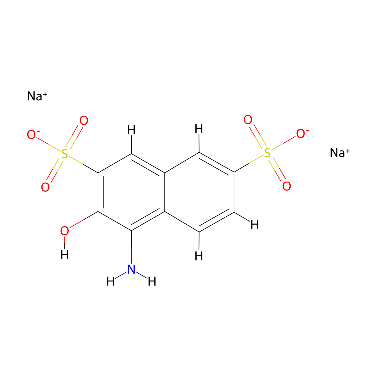 Disodium 4-amino-3-hydroxy-2,7-naphthalenedisulfonate molecular structure, CAS 42579-07-7