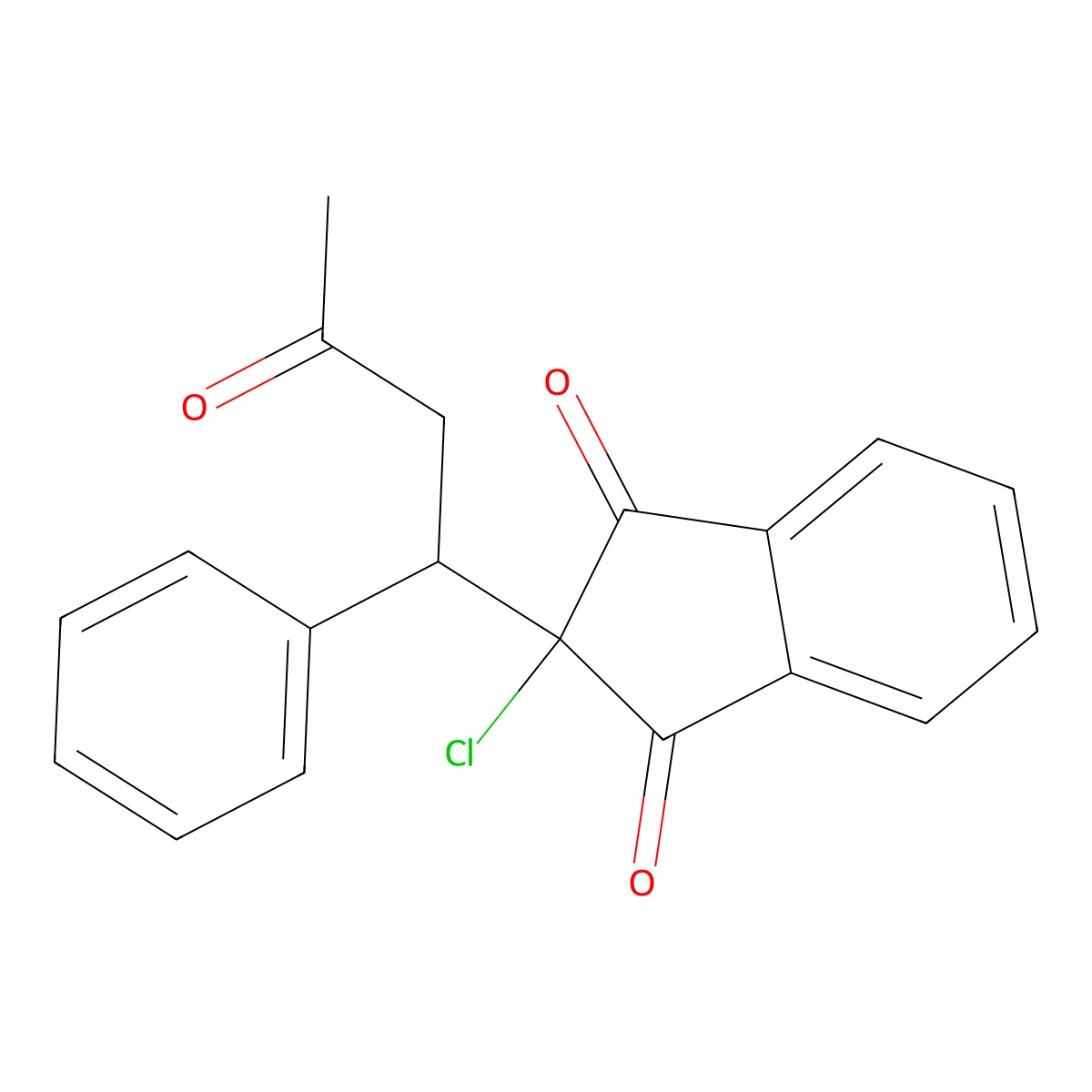 2-Chloro-2-(3-oxo-1-phenyl-butyl)-indan-1,3-dione molecular structure, CAS 42581-23-7