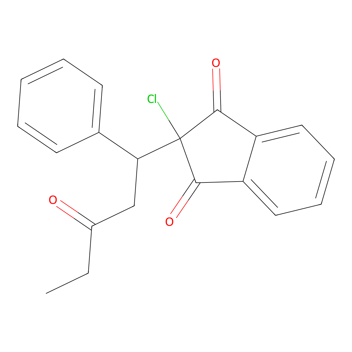 2-Chloro-2-(3-oxo-1-phenyl-pentyl)-indan-1,3-dione molecular structure, CAS 42581-24-8