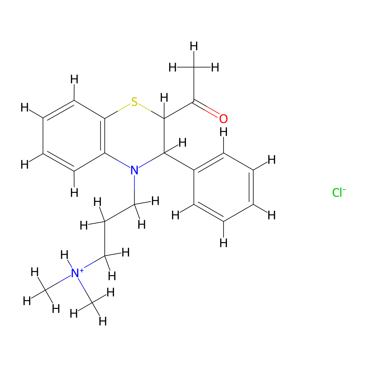 2-Acetyl-4-((3-dimethylamino)propyl)-3,4-dihydro-3-phenyl-2H-1,4-benzothiazine molecular structure, CAS 42583-66-4