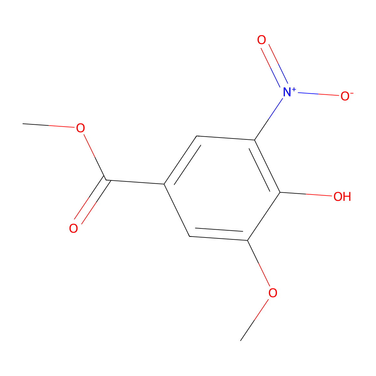 Methyl 4-hydroxy-3-methoxy-5-nitrobenzoate molecular structure, CAS 42590-00-1