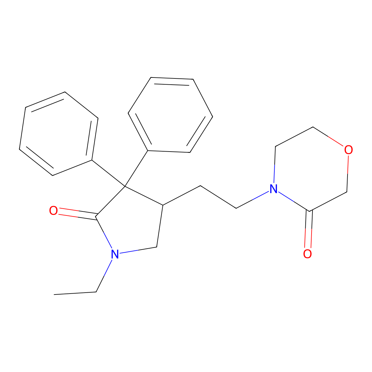 4-(2-(1-Ethyl-5-oxo-4,4-diphenylpyrrolidin-3-yl)ethyl)morpholin-3-one molecular structure, CAS 42595-88-0